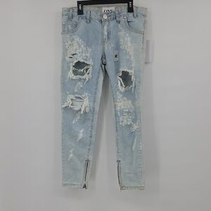 One Teaspoon Light Blue Super Distressed Skinny Jeans Size 26
